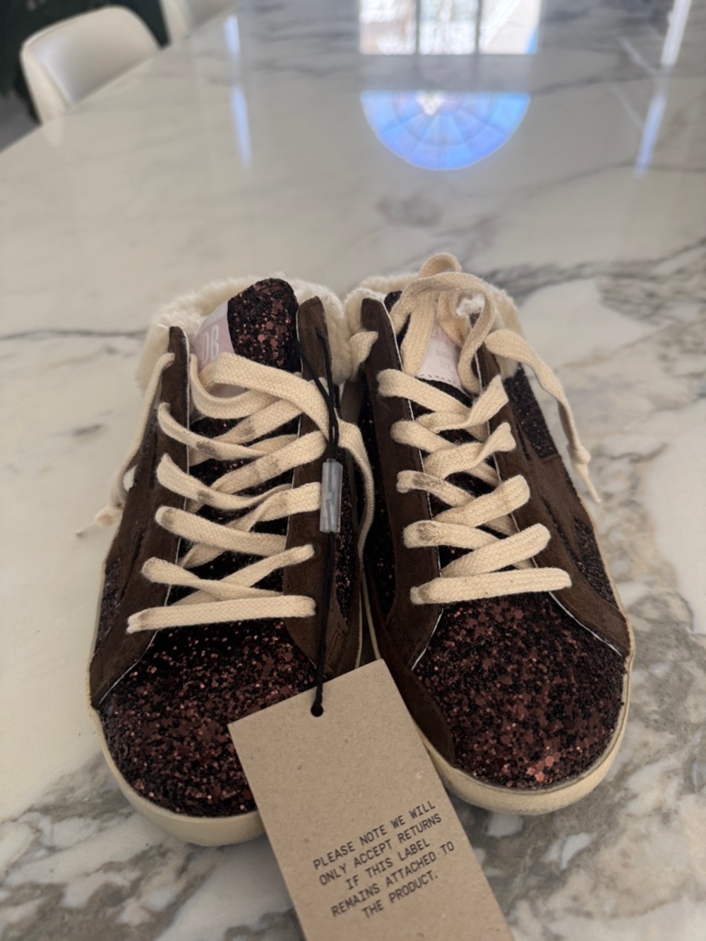 Golden Goose Cream Sherpa-Lined Super-Star Sneakers - Picture 2 of 4